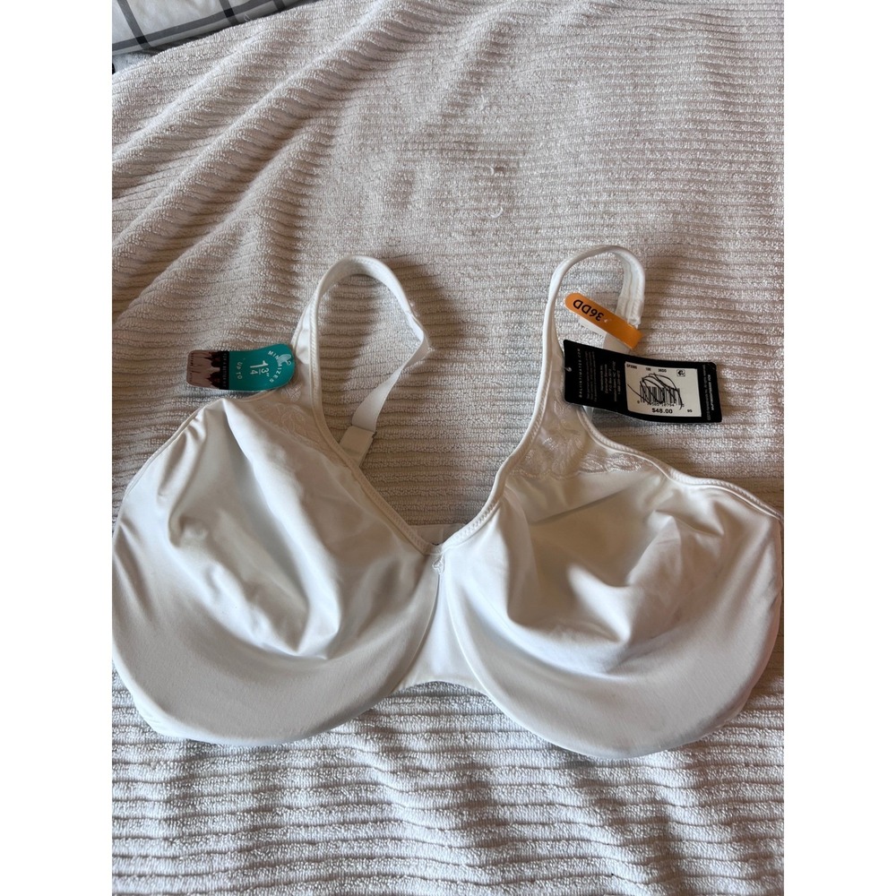 Bali Minimizer Bra White Underwire Lace Trim Comfort Straps 3385 36DD NEW